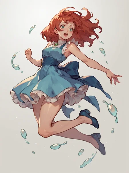 score_9, score_8_up, score_7_up, score_6_up, score_5_up,  <lora:jumpXLP:0.7> jump, jumping, 1girl, dress
