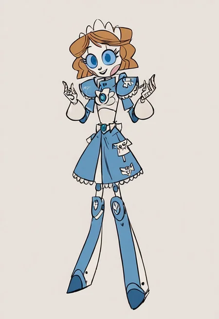 score_9, score_8_up, score_7_up, score_6_up, BREAK, solo, 1girl, robot, emmytr, blue eyes, brown hair, pale skin, white skin, full body, looking at viewer, Sororitas, s0r0r1t@s, armor, shoulder armor, power armor,