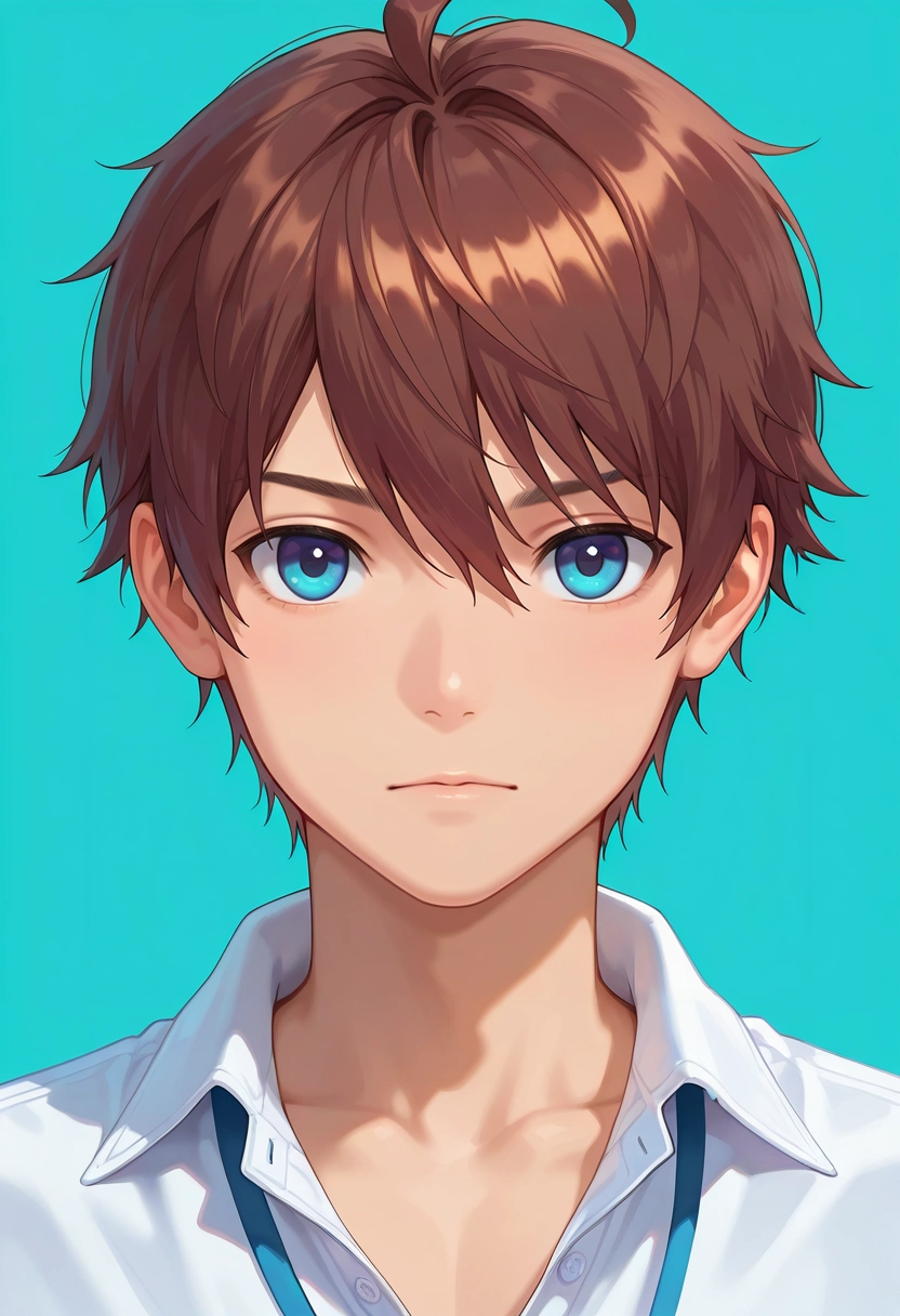 masterpiece, best quality, intricate details, (realistic:0.6), looking at viewer, , 1boy, solo, male focus, <lora:seto_aihara_ilxl:0.74>, seto_aihara, brown hair, blue eyes, short hair, ahoge, , , ,
