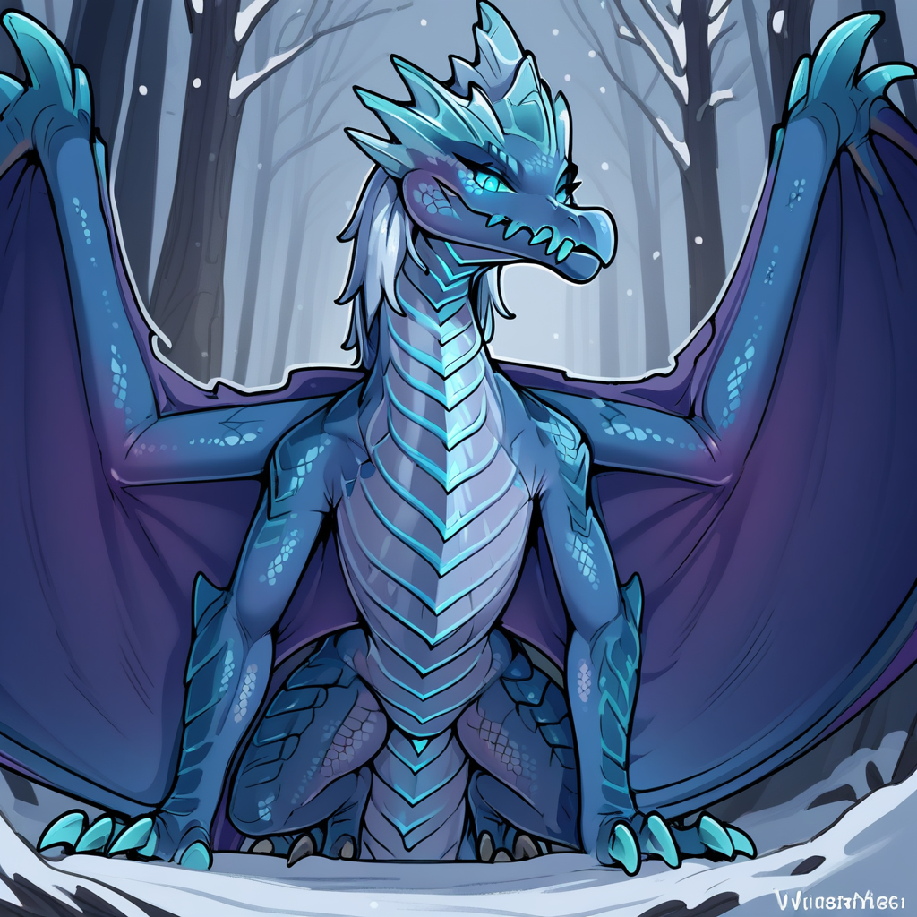 winter_wyvern_dota2, scales,  dragon girl, blue skin, blue eyes