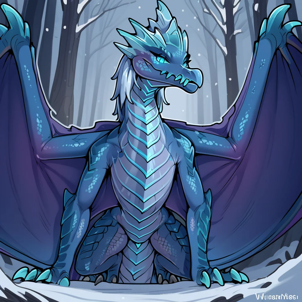 winter_wyvern_dota2, scales, dragon girl, blue skin, blue eyes