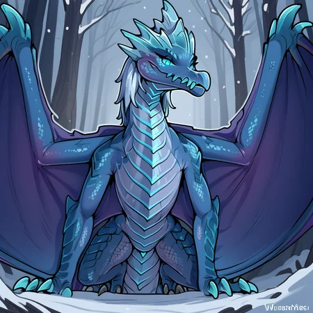 winter_wyvern_dota2, scales, dragon girl, blue skin, blue eyes