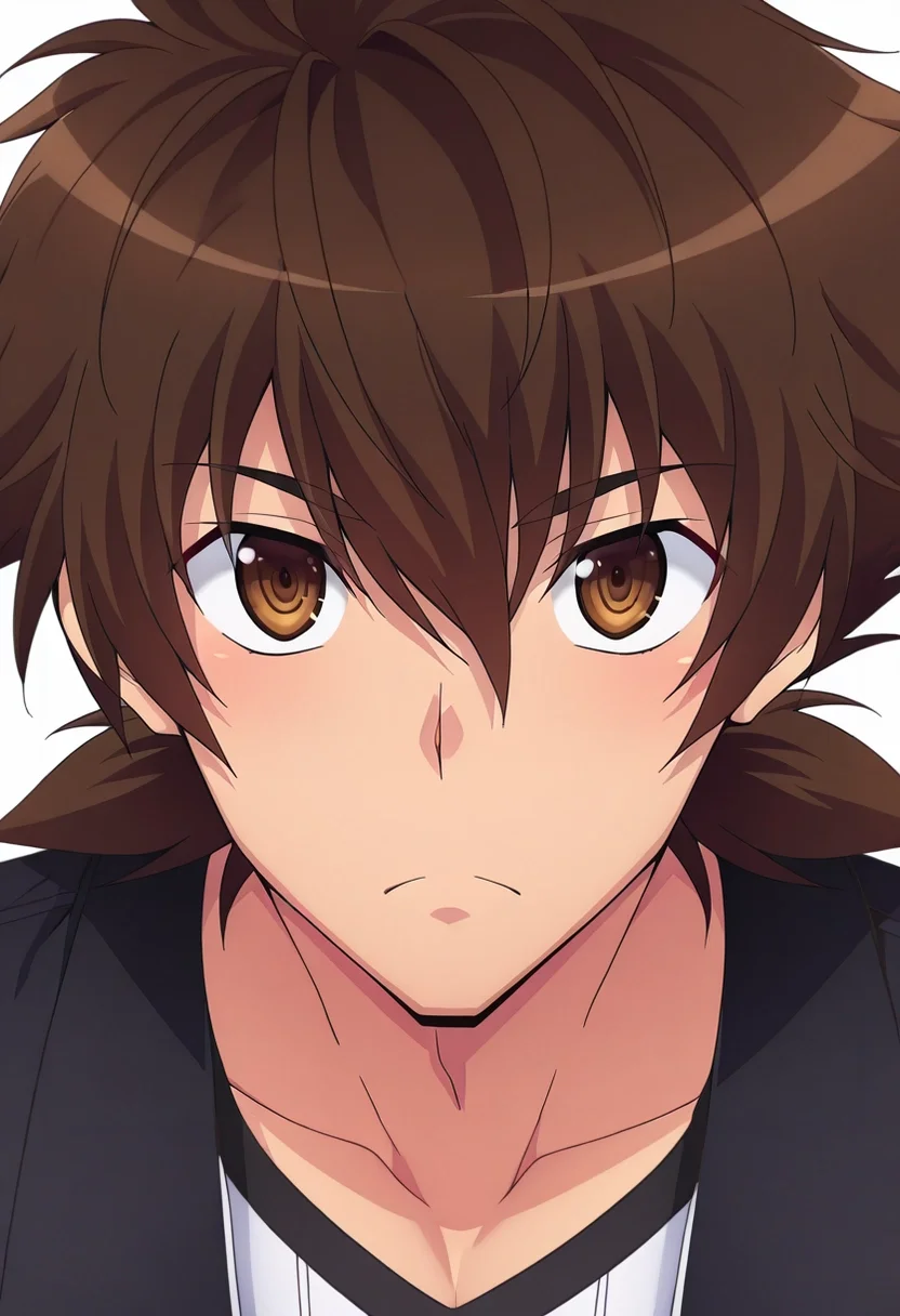 masterpiece, best quality, , anime screencap, , official style, , 1boy, solo, male focus, <lora:issei_hyoudou_ilxl:0.9>, issei_hyoudou, brown hair, brown eyes, hair between eyes, short hair, dxd hero, ,