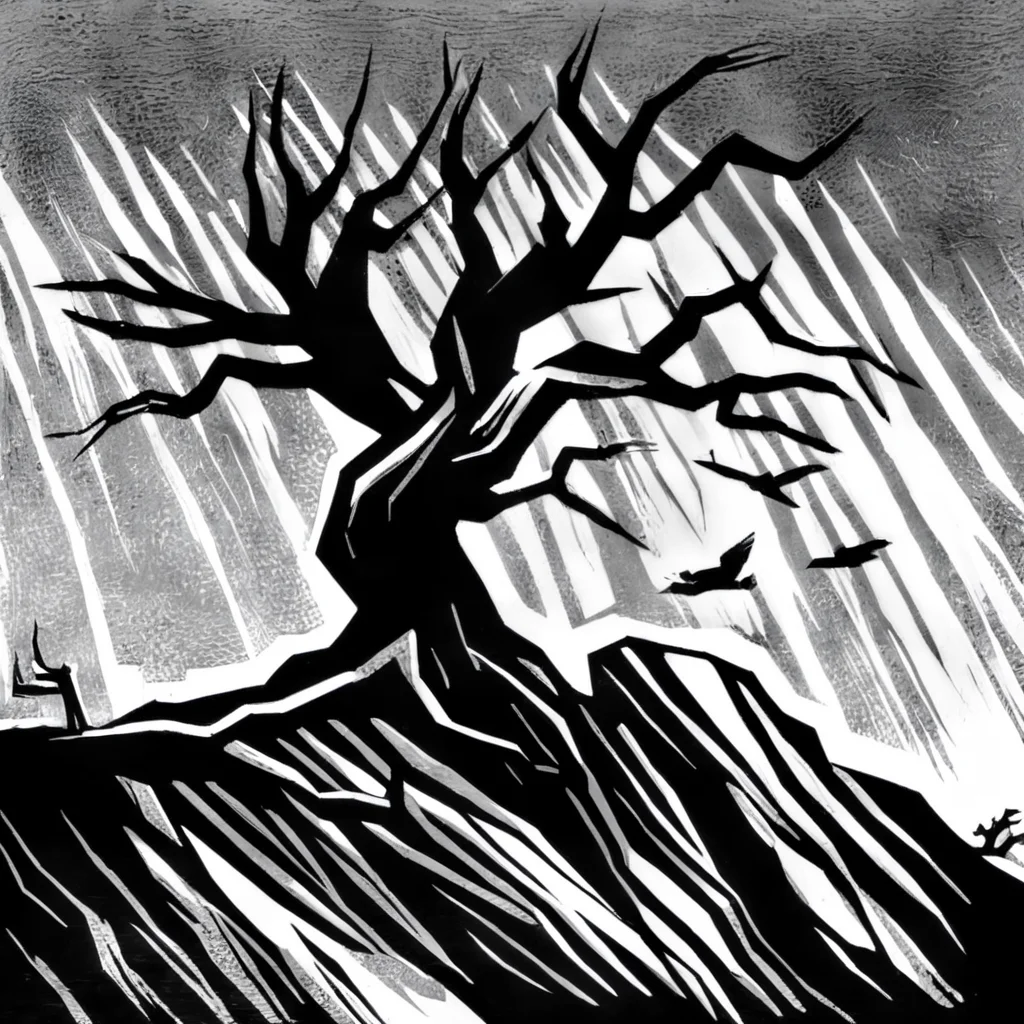 drawix7 old tree on the rock <lora:drawix7:1>