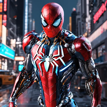 (cyborg:1.2) robot spiderman, (((kinetic))), masterpiece full body, high definition, 8k, very high quality, high details face, sharp, dof ,depth_of_field, style of midjourney
, cinematic, contrasting, detailed, 8k, sharp focus, cyberpunk