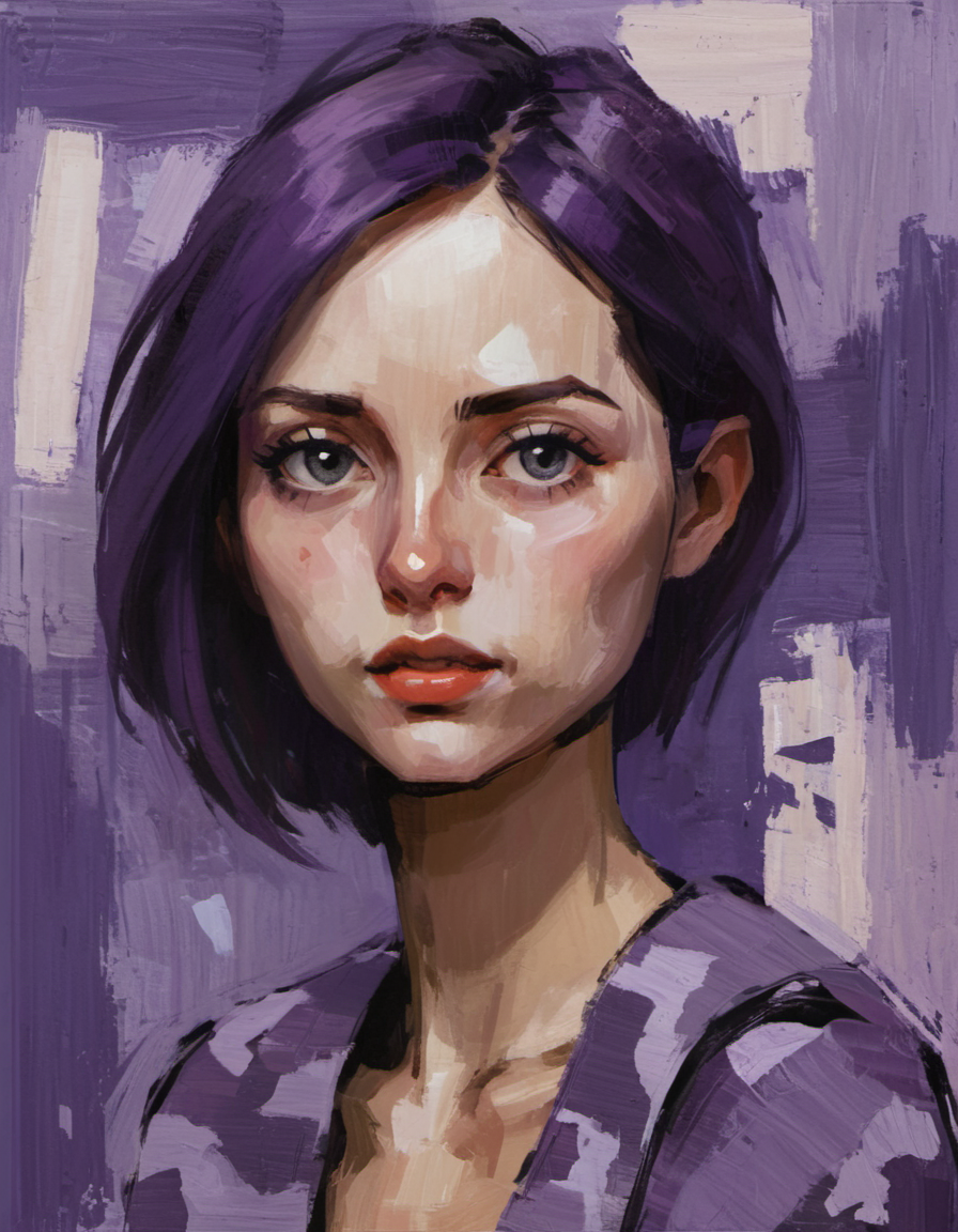 purple camouflage, pixie dream girl, portrait, feminine, abstract painting <lora:DiscoDeliriumXL-v1.2:1>
