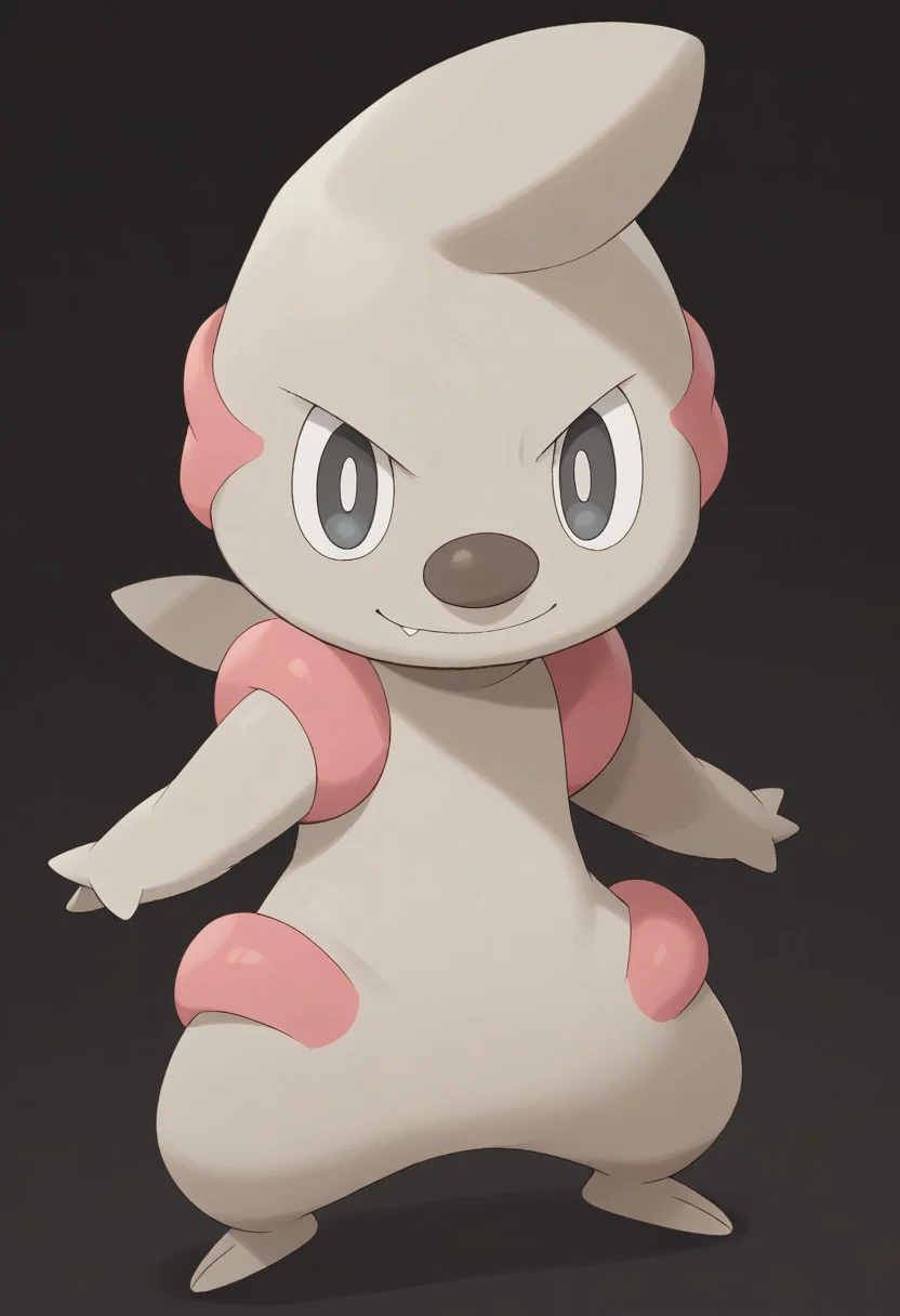 (source_anime, score_9, score_8_up, score_7_up:1), timburr, looking at viewer, simple background, no humans, pokemon \(creature\)