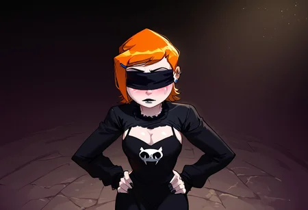score_4_up, score_6_up, score_9, score_8_up, score_7_up, 1girl. ONLY ONE FEMALE.
Gwen Tennyson - (ben 10), ginger hair, short hair, white skin.
Expressiveh, masterpiece, easynegative, high_quality, high_definition, 8k, ng_deepnegative_v1_75t. <lora:add-detail-xl:0>, <lora:Expressive_H:1>, <lora:WildcardX-XL-Detail-Enhancer:1>.
very detailed, very detailed, high detailed texture, detailed face, highly detailed face
GOTH. GOTH SETTING. SOLO. In a lit chapel standing at an altar, wearing a black priest dress with a high thigh slit, v-neck, sideboob exposed, cleavage, black blindfold, mascara running down the face, thick mascara marks, blindfold covering eyes, eyes are not visible, eyes are covered, hands on hips standing, body shot, unique angle.