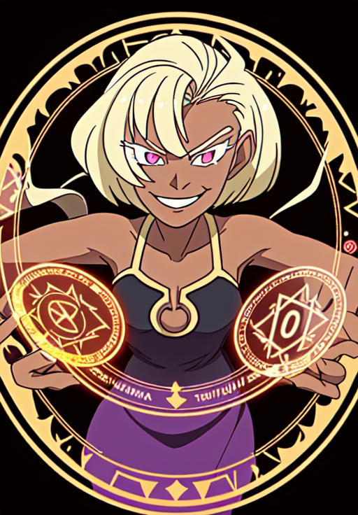<lora:UQHolder:0.6>,Tena_Vita,1girl,smirk,magic circle,