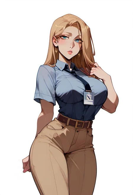 score_9, score_8_up, score_7_up, 
fantasy, anime, beautiful, stunning, bright colors, gothicPXL, Expressiveh, 
1girl, solo, solo female, , (masterpiece), solo female,
three quarter view, dutch angle,  
bimbo,
heavy polo shirt, khaki pants, belly button piercing, belt, thigh strap, 
BREAK, 
 detailed background,  living room background, busy background