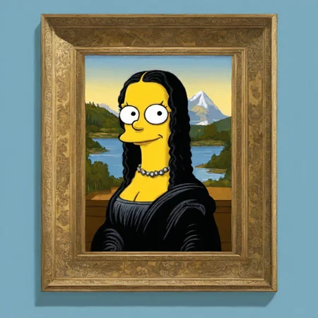 Lisa Simpson as the Mona Lisa, simpstyle <lora:SDXL-simpstyle-Lora:1>, Very detailed, clean, high quality, sharp image