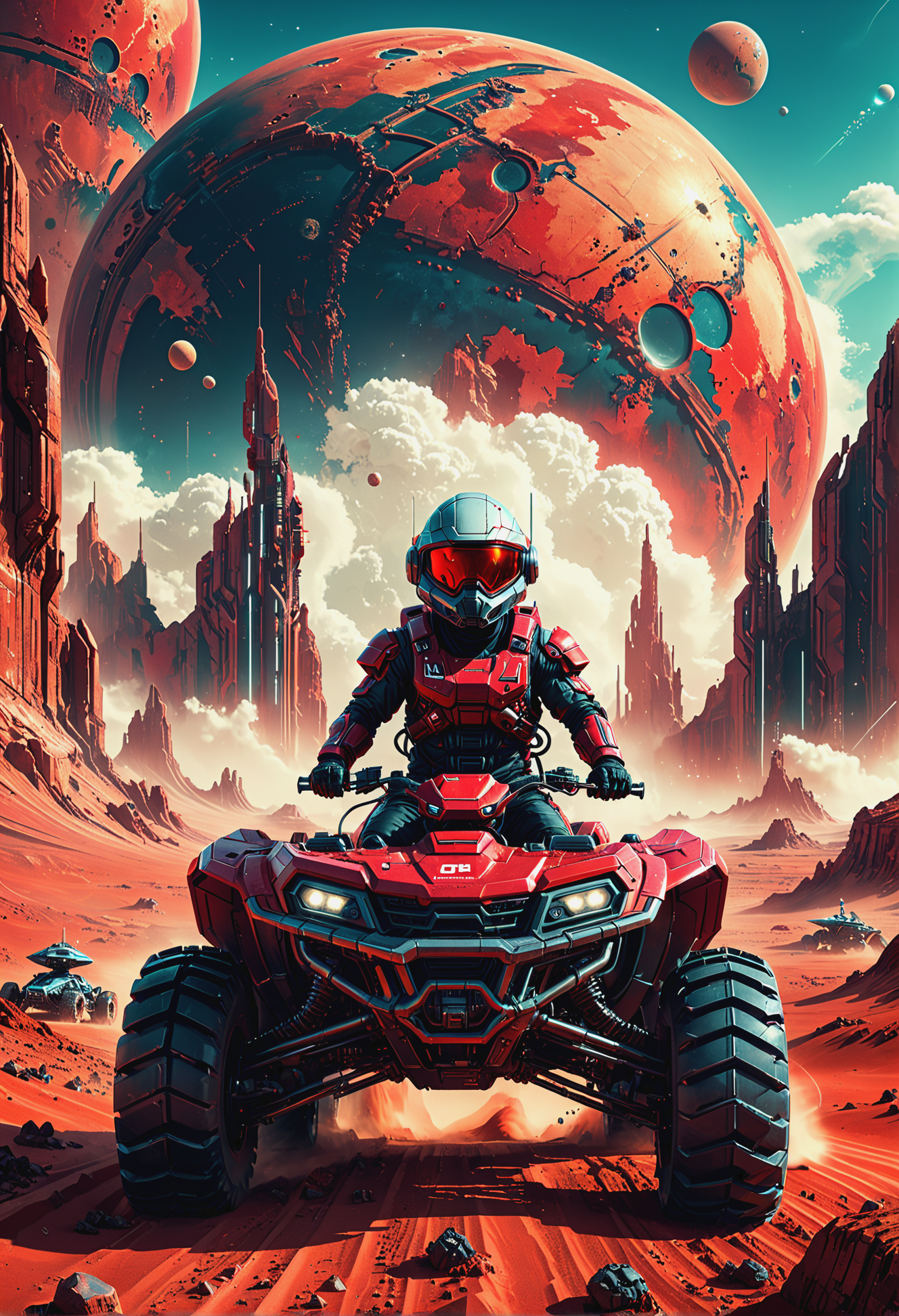Retro futuristic image, Quad riding on red planet, sharp, high detailed<lora:xl_more_art-full_v1:0.3> <lora:Futuristic_Retro_Vibes:0.5>