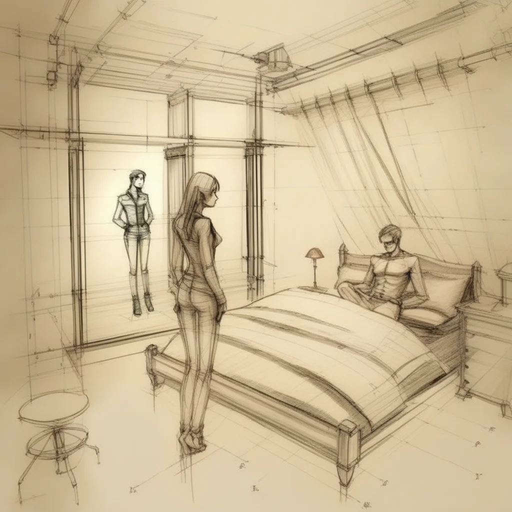 futscribe lovers girl and man in bedroom technical sketch<lora:futscribe:1>