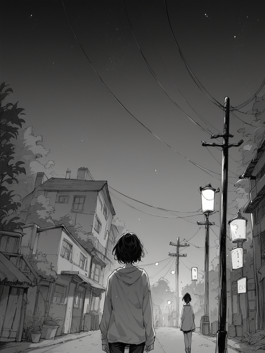 score_9, score_8_up, score_7_up, score_6_up, 1girl, m4ng4, manga, monochrome, greyscale, night <lora:m4ng4XLP:1>