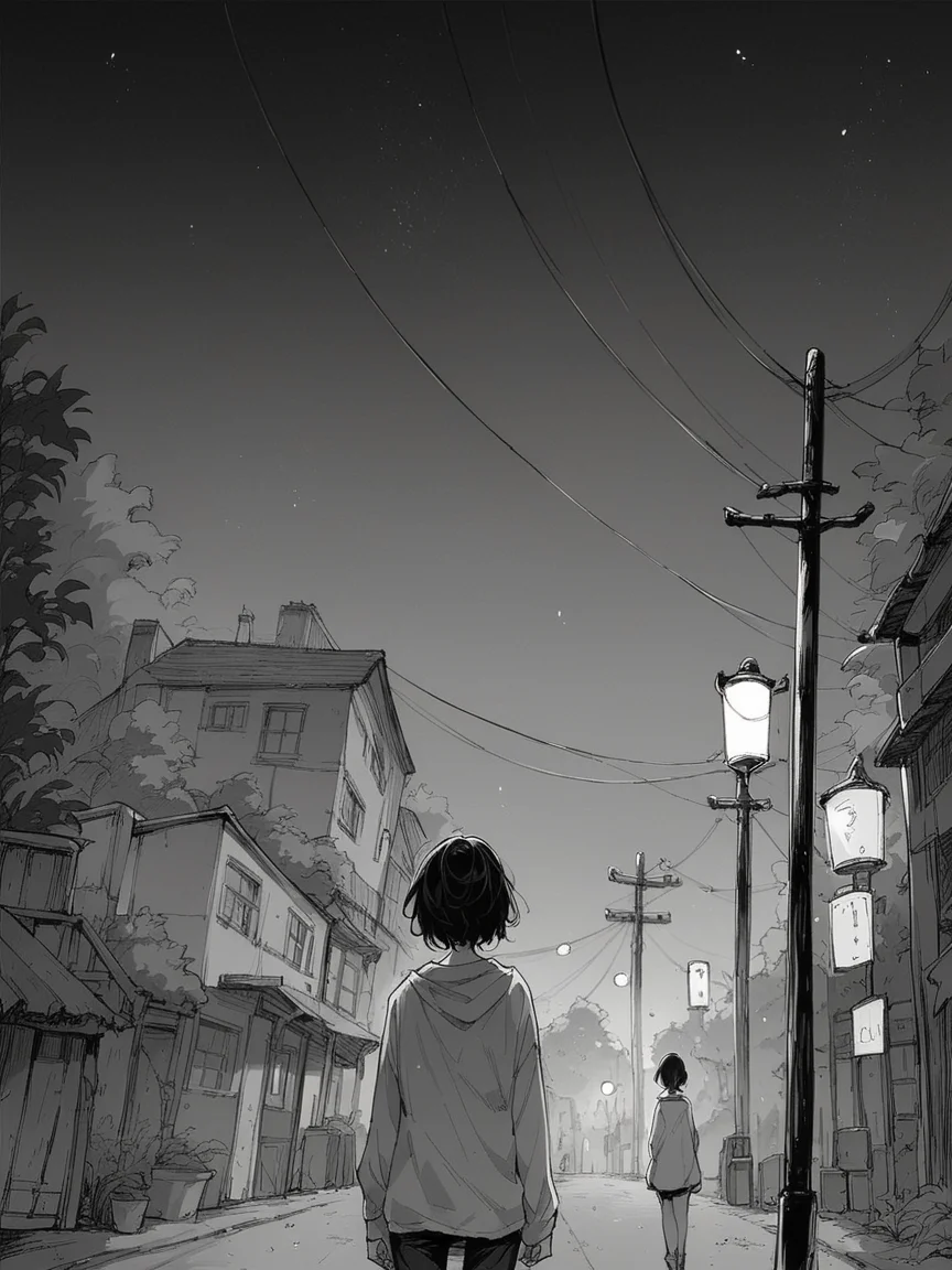 score_9, score_8_up, score_7_up, score_6_up, 1girl, m4ng4, manga, monochrome, greyscale, night <lora:m4ng4XLP:1>