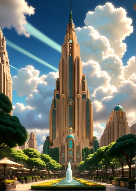 score_9, score_8_up, score_7_up,
<lora:Art_Deco_(Architecture)_(SDXL)_(AD):1> Art Deco, scenery, architecture, monumental architecture, building, city, cityscape,
8K, In'ei, chiaroscuro, rim lighting, perfect depth of field shot, ray tracing, beautiful, subsurface scattering, idealized city, wide beautiful boulevards, busy city center, parks and manicured lawn areas, large parks, plazas, detailed fluffy anime clouds, skyscrapers, made out of limestone, art deco windows, photographic realism, art by Thomas Kinkade, soft lighting, soft shading,
BREAK zPDXL, zPDXLxxx, <lora:wowifierXL:0.2> art by mooncryptowow <lora:sdxl_lightning_8step_lora:0.4> <lora:detailed_notrigger:0.5>