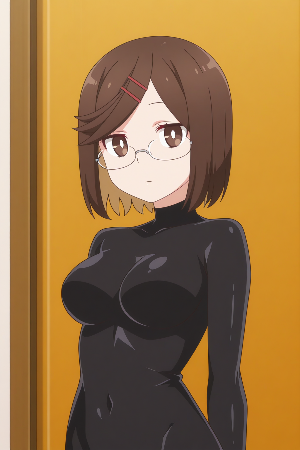 anime coloring, newest, masterpiece, Konoha Koga, black bodysuit, glasses  <lora:Ninja_to_Koroshiya_no_Futarigurashi_-_Konoha_Koga-_-illustrious:0.8>