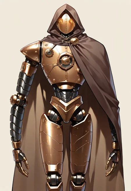 masterpiece, best quality,
BREAK, (solo), 1other, ((humanoid)), (((no human))), (((steampunk))), (((mechanical body))), (((automaton))),
(((cloak))), (segmented arms), ((multiple segmented mechanical arms)),
looking at viewer, standing,
<segment:yolo-Anzhc Face seg 640 v2 y8n.pt,0.4,0.5//cid=1>
simple background,