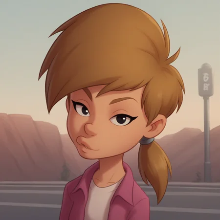 score_8_up, BREAK, 1girl, solo, NADIA, brown hair, black eyes, ponytail, shirt, long sleeves, portrait, outdoors, <lora:Nadia_titeuf_PXL_Leaf1:1>, looking at viewer,