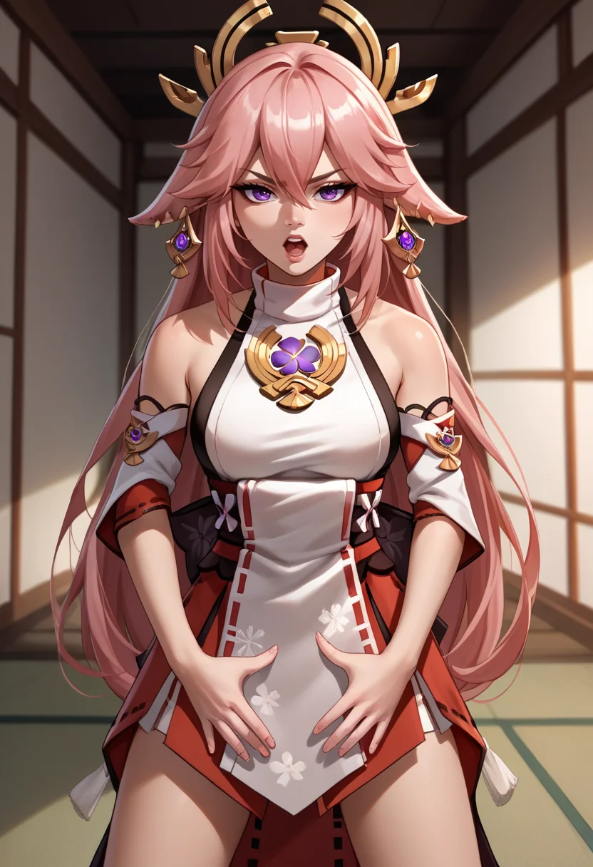score_9, score_8_up, score_7_up, source_anime, 1girl, solo, JustDoItMeme, open mouth, looking at viewer, parody, yae miko, <lora:JustDoIt_XLPD-000008:1>