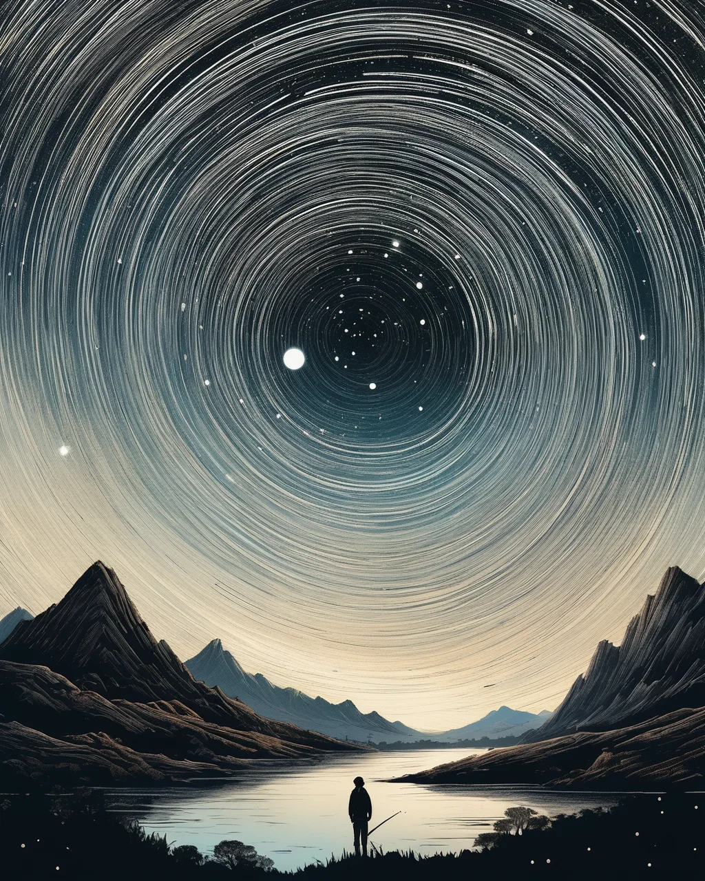 (( Astrophotography, Night Sky, Star Trails, Celestial Wonders Elegance, Muted Tones, Classic, Serenity   )), art by Liniers , art by Ben Passmore , art by Wenyi Geng , art by Sophie Roach