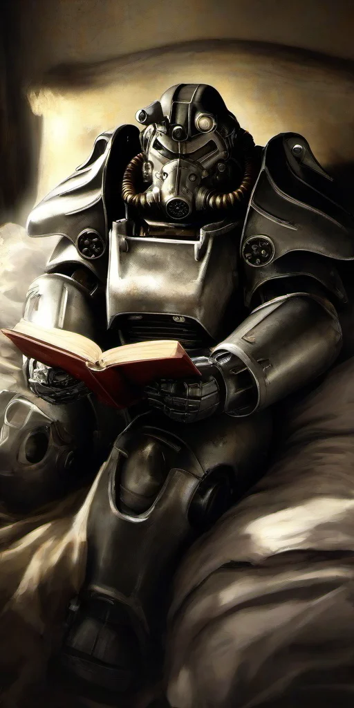 masterpice,high quality,
 <lora:PE_PowerArmor:0.8> PEPowerArmor,
lying in bed,sleeping,blanket,reading a book