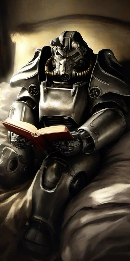 masterpice,high quality,
<lora:PE_PowerArmor:0.8> PEPowerArmor,
lying in bed,sleeping,blanket,reading a book