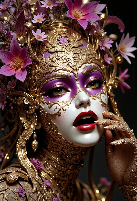 Her mouth like a pink or purple liliy, open to call, laugh, cheer at the marvels of the universe.