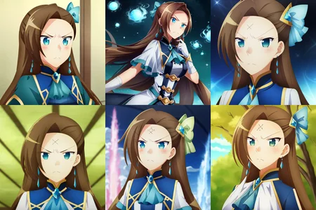 <lora:bakarina04-000020:1>bakarina, katarina claes, 1girl, space, chibi, moustache, motivated, serious