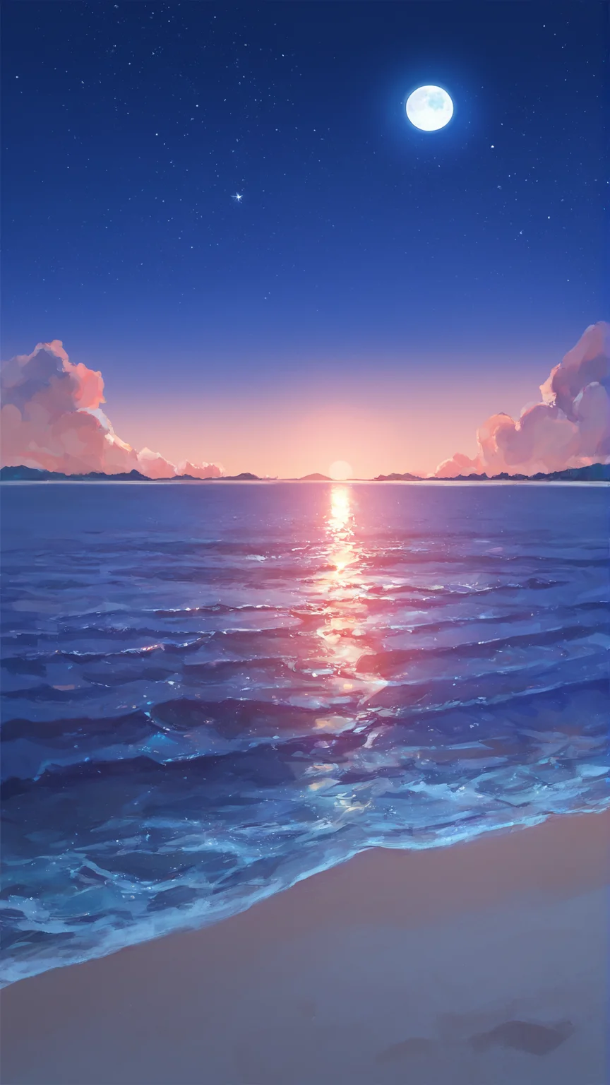 score_9, score_8_up, score_7_up,
best quality, masterpiece, ultra detailed,
landscape
night, moon, stars, sky, beach, water,
amazing background, outdoors,
<lora:Everlasting_Summer_Vanilla_Backgrounds_by_GraffMetal:1>,