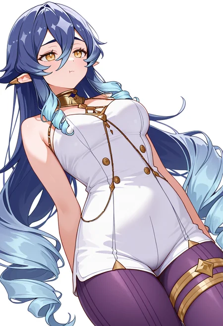 masterpiece,high quality details, absurdres,
<lora:Layla:0.8>
layla_cnr, 1girl, blue hair,very long hair, twin drills, drill locks, pointy ears, yellow eyes, hair between eyes, sidelocks,medium breasts,, simple background, white background, dutch angle,solo,, pout,light smile,, anorak ,double-breasted,cutoff shorts, ,purple pantyhose,