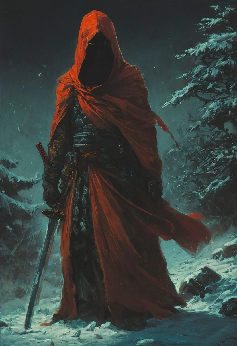 satan monks ronin army ,hundreds, india architecture, strong bright , The neon hues of her aura paint the air, a vivid testament to her inner strength and focus. distant shot, An intense action scene a beautiful japan ninja girl wearing a red hooded cloak and white mask, dark crow standing on her shoulder, 6crow, snow at night, dark lighting, horror, (((hand up))), carrying a katana, sad, cobblestone path with winter and bloody snow, japan vilage, hyper detailed comprobo weapon, holding bloody sword, battoujutsu, battoujutsu stance, ready to draw, sheathed, unsheathing, scabbard, fighting stance, extremely intricate detail character, accurate depiction of character, correct body anatomy, correct hands and fingers, extremely intricate skin and facial texture detail, design, extreme dynamic pose, sfw, sharp background detail, wide shot, intimidating retro 90's, red, black, science fiction, a dark sky lit by the glow of distant moons and neon lights. rockpunk, yoji shinkawa, James Jean, Ayami Kojima, village. colorful (polaroid:0.7) with vibrant colors, (vacations, high resolution:1.3), (small, selective focus, european film:1.2), (sexual advance:1.1), ,end of hopes ,silence, extremely detailed,dark,sad, easy negative, digital artwork by Beksinski, extremely detailed, dark, chiaroscuro, low-key,in the style of Kelly Slater ,style by Kelly Slater,closeup,digital artwork by Beksinski, style of Kelly Slate, human in red robe with cloacked face but the withs of a lacewing bug