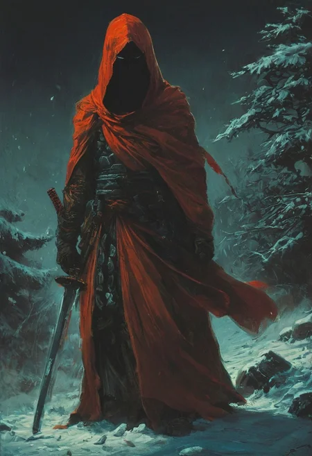 satan monks ronin army ,hundreds, india architecture, strong bright , The neon hues of her aura paint the air, a vivid testament to her inner strength and focus. distant shot, An intense action scene a beautiful japan ninja girl wearing a red hooded cloak and white mask, dark crow standing on her shoulder, 6crow, snow at night, dark lighting, horror, (((hand up))), carrying a katana, sad, cobblestone path with winter and bloody snow, japan vilage, hyper detailed comprobo weapon, holding bloody sword, battoujutsu, battoujutsu stance, ready to draw, sheathed, unsheathing, scabbard, fighting stance, extremely intricate detail character, accurate depiction of character, correct body anatomy, correct hands and fingers, extremely intricate skin and facial texture detail, design, extreme dynamic pose, sfw, sharp background detail, wide shot, intimidating retro 90's, red, black, science fiction, a dark sky lit by the glow of distant moons and neon lights. rockpunk, yoji shinkawa, James Jean, Ayami Kojima, village. colorful (polaroid:0.7) with vibrant colors, (vacations, high resolution:1.3), (small, selective focus, european film:1.2), (sexual advance:1.1), ,end of hopes ,silence, extremely detailed,dark,sad, easy negative, digital artwork by Beksinski, extremely detailed, dark, chiaroscuro, low-key,in the style of Kelly Slater ,style by Kelly Slater,closeup,digital artwork by Beksinski, style of Kelly Slate, human in red robe with cloacked face but the withs of a lacewing bug