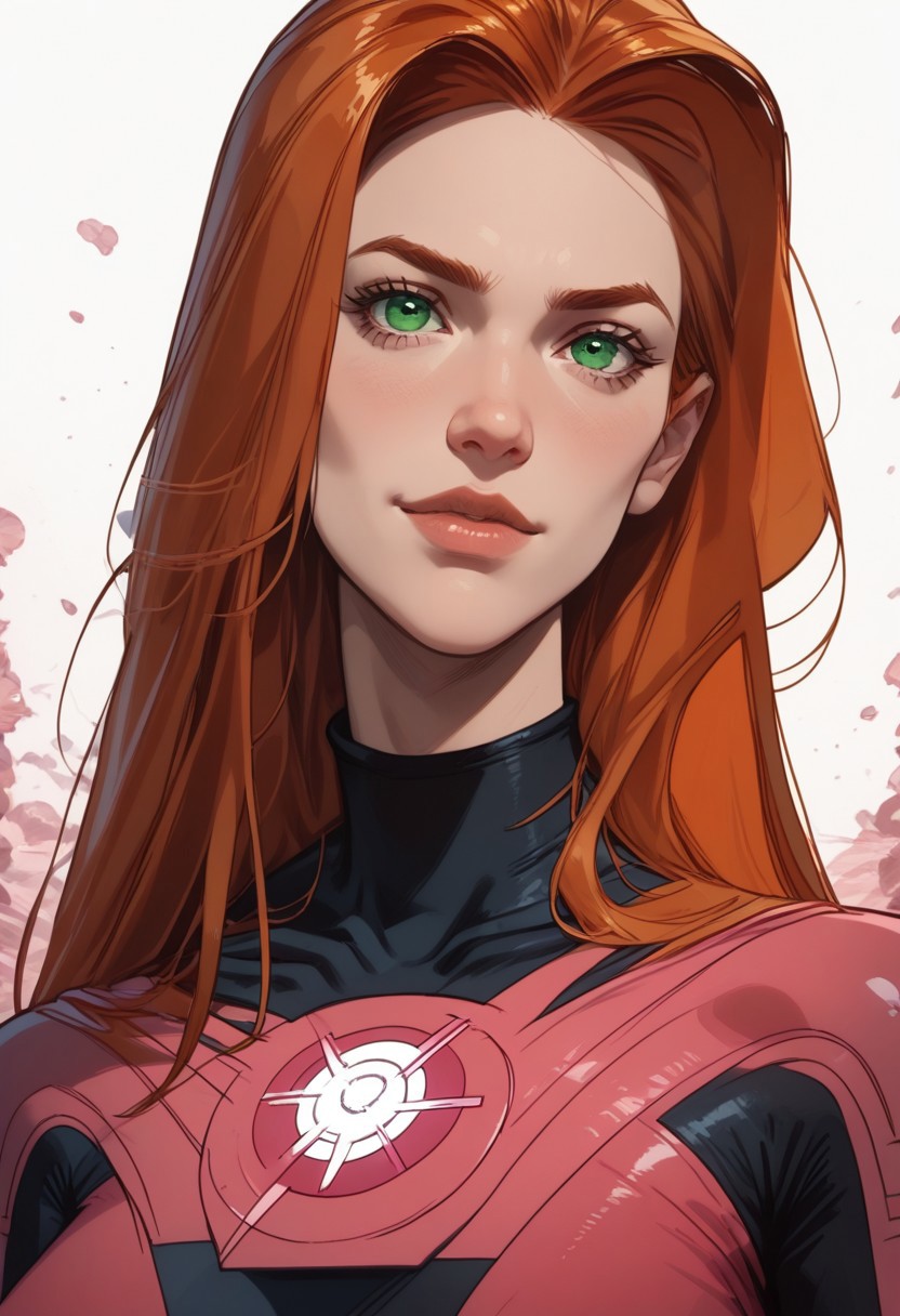 score_9, score_8_up, score_8, score_7_up, score_7, ((close up)), face focus, Expressiveh
BREAK
1girl, solo, atom_eve, ginger hair, green eyes,long hair, large breasts, looking at viewer, head tilt, seductive look, aroused, horny, standing, turtleneck superhero suit, light smile
BREAK
white background