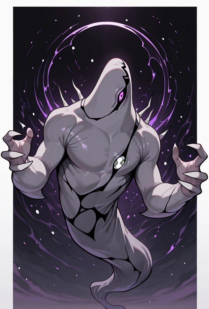 <lora:ghostfreak-08:1> ghostfreak, solo, no humans, purple eye, ghost, floating, particles, dynamic pose, upper body, claw pose, clawing hands,, big arms, leaning to side, zoomed in shot,, masterpiece, best quality, amazing quality, very aesthetic, absurdres, newest,, upper body, halftone effect, white borders, abstract background:1.2,