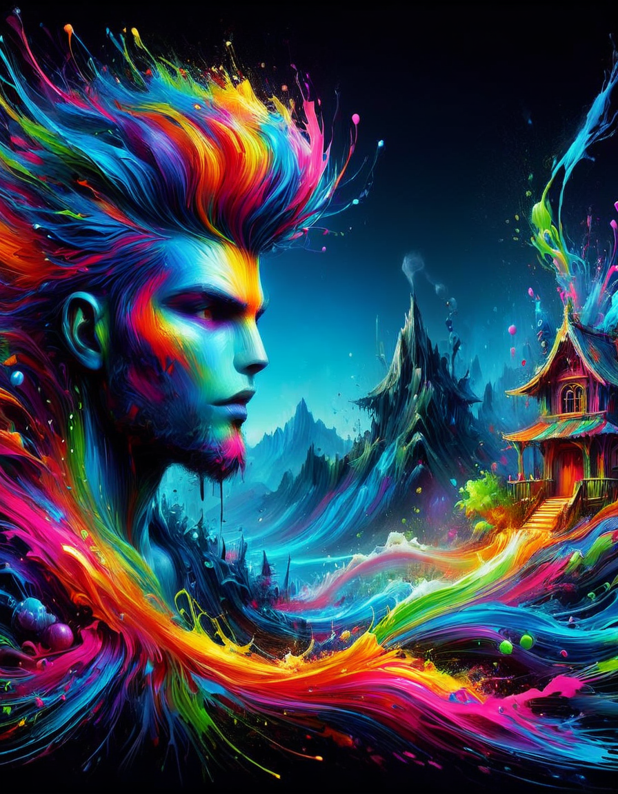 impactful paint of a monsterpunk village in a bottle <lora:Rainbow_Style:1.0>, highly detailed, 8k, sharp, professional, clear, high contrast, high saturated, , vivid deep blacks, crystal clear