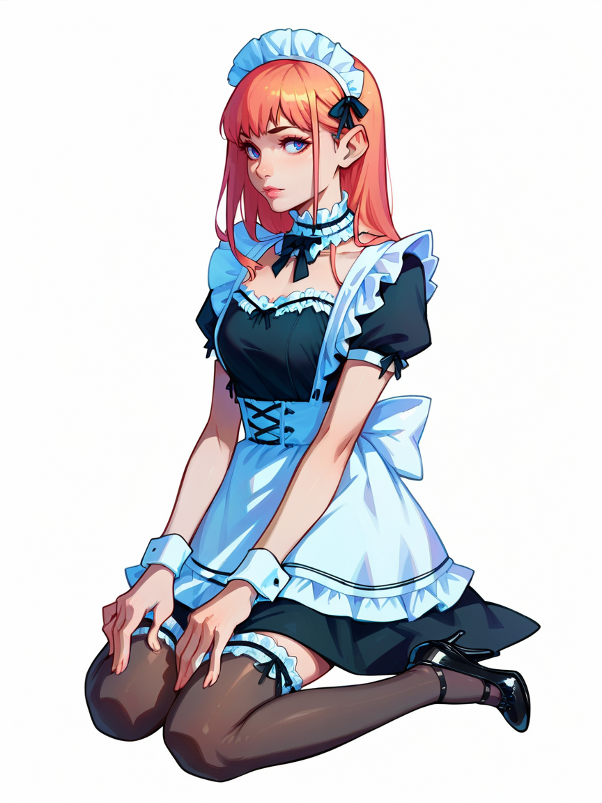 score_9, score_8_up, score_7_up, score_6_up, score_5_up,  <lora:maidXLP:0.8> maid apron, maid, maid headdress, thighhighs, wrist cuffs, 1girl, white background, high heels,  <lora:1ly4XLP:1> 1ly4