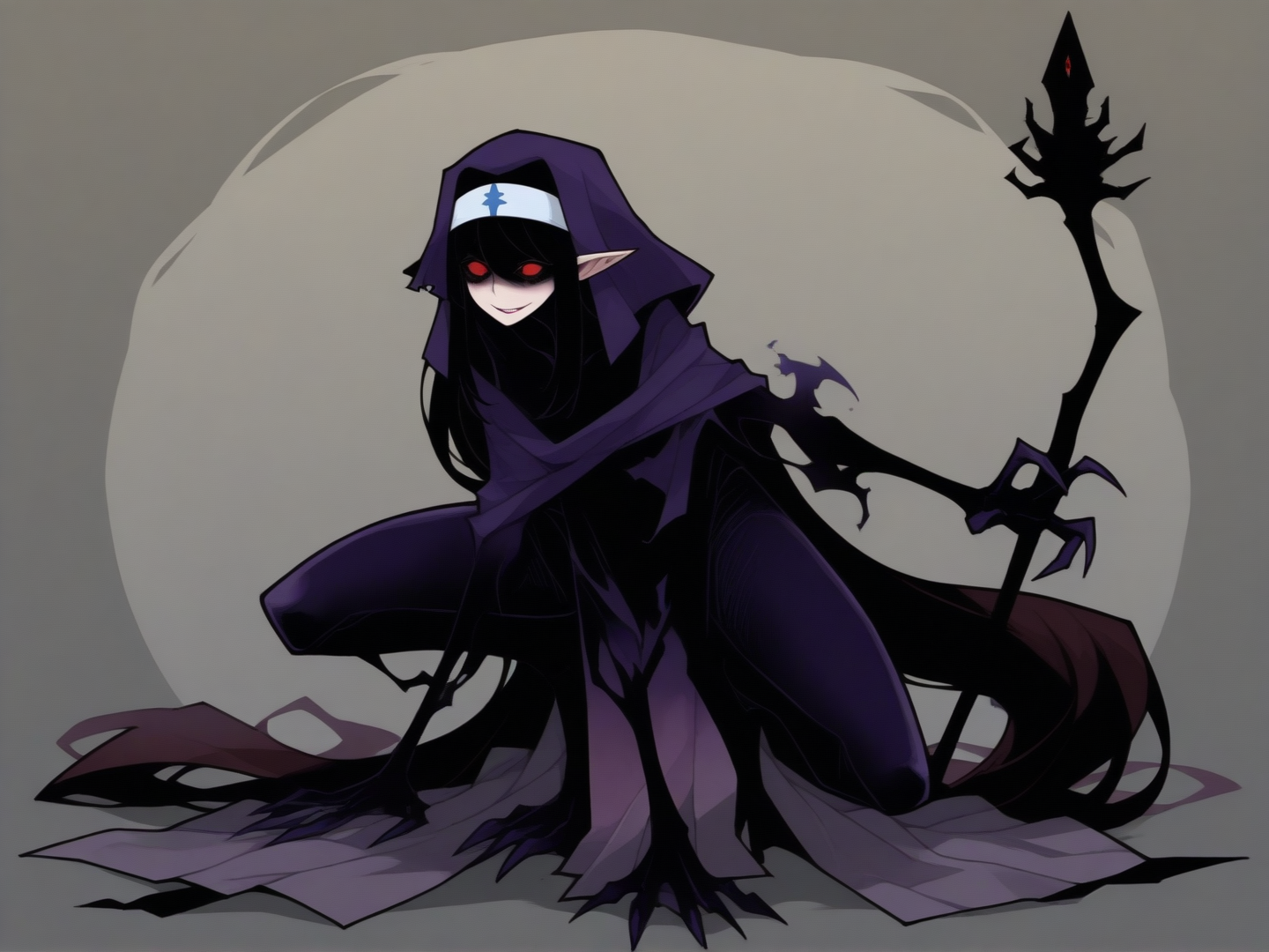 1girl, elf, priestess, 
Her slender fingers elongate into sharp, delicate claws of dark power.
elongating_fingers, delicate_claws, transformation, demonic
 <lora:DarkfireStyle19v2:0.85>