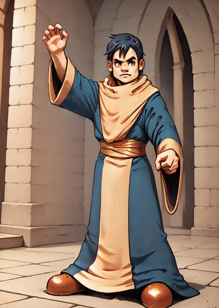 Lowe, standing, church, preaching, pulpit, solo, dynamic pose, <lora:Lowe-000012:1>