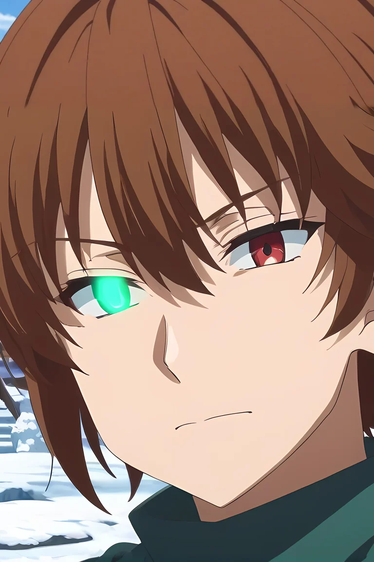 score_9, score_8_up, score_7_up, source_anime, rating_safe, intricate details, anime screencap, , , , depth of field, 1boy, solo, male focus, <lora:keyaru_kaifuku_jutsushi_pony:0.92>, keyaru_kaifuku_jutsushi, brown hair, red eyes, short hair, hair between eyes, bangs, aged down, heterochromia, green eyes, glowing eyes, close-up, snowy town, snow, ice, stalagmite, day, sunny, arms behind head, :o, , <lora:sdxl_lightning_8step_lora:1>