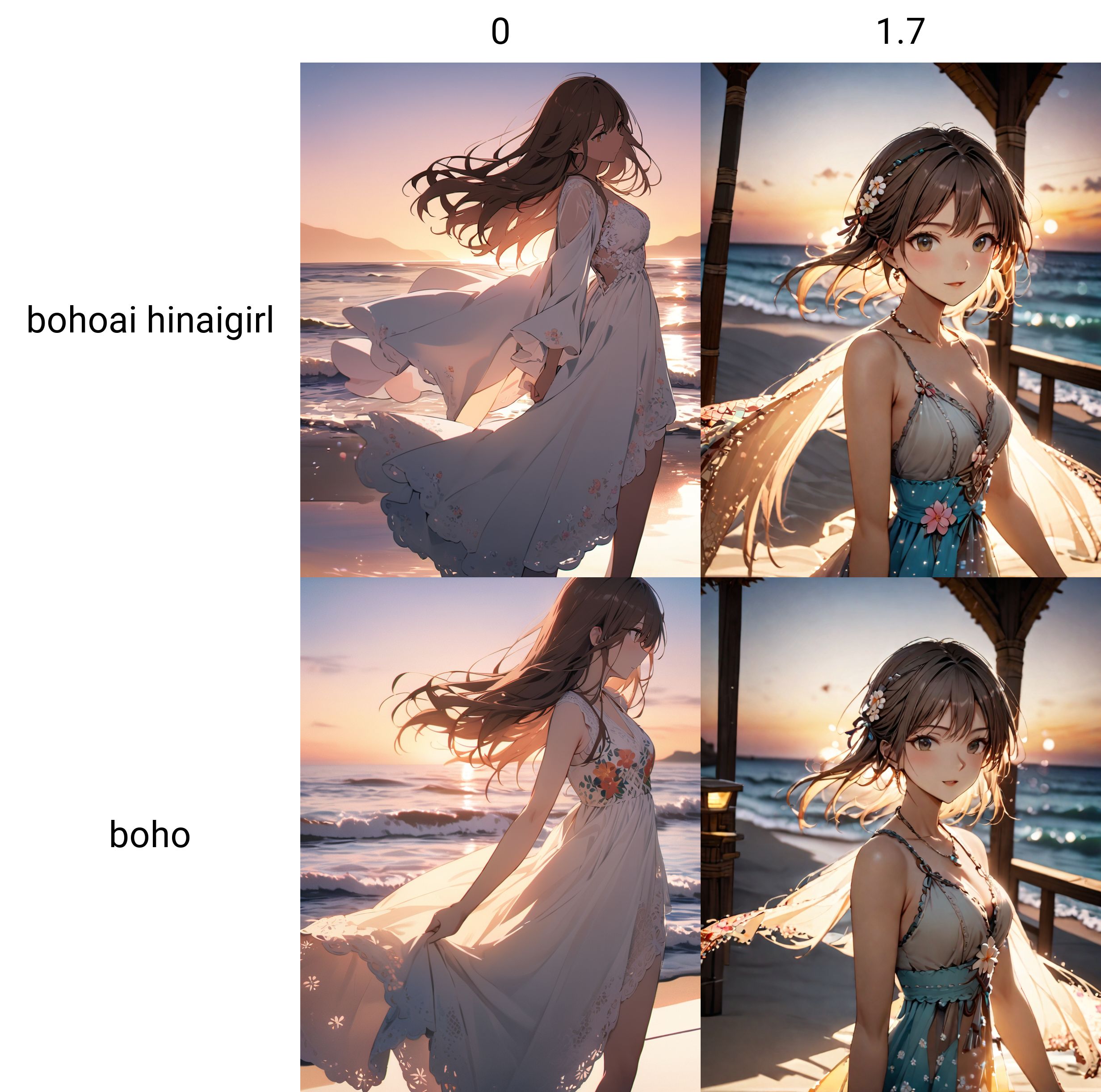 best quality, masterpiece, bohoai hinaigirl, playful theme, 
raw photo of a girl in floral long lace dress which often for ornate details and floral symbols, flowing long brown hair cascading over her shoulders,
catwalk in the beach, ocean background, sunset light, 
middle distance shot taken by long range lens, high key light, hard shadow, soft bokeh, professional photography, balanced contract, balanced exposure, 
<lora:boho_hinaigirl_v1:0>