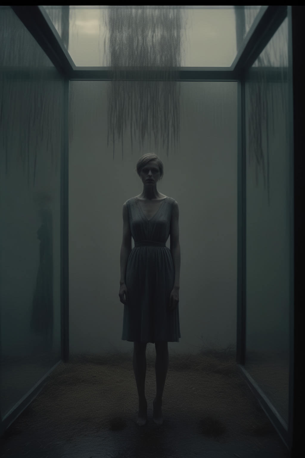<lora:Director David Fincher style:1>Director David Fincher style - the end of times, shotshot with leica16mm, atmospheric, dark, melancholic, symbolic, provocative, gritty, experimental, introspective, enigmatic, raw emotion, psychological depth, slow-burning, visceral, stark contrasts, moody, naturalistic, intimate, haunting, unconventional, cinematic poetry, rich textures, chiaroscuro, muted colors, earthy tones, high contrast, diffuse lighting, natural light, minimalistic, deep shadows, evocative compositions, symmetrical framing, visual symbolism, fine details, bold silhouettes, artful, cinematic, striking imagery, textured, layered, rule of thirds, moody, elegant, 2020s, sensory overload, studio lighting, global illumination, soft grey light, intricate details, fashion photography, glowing, shimmering, realistic lighting, ambient occlusion, depth of field, unreal engine 5, dlss, rtx, film grain, soft realistic shadows, highly detailed, 8k, ultra-hd, tilt blur, anti-aliasing, octane render, leading lines, realistic materials, surfaces, reflections, accurate modeling, clean geometry, high bounces, motion blur, color grading, retouching, compositing, lens flares, camera shake, motion blur, 300 DPI, 16-bit, 20 megapixels, accurate lighting setup, hdr lighting, high dynamic range, textured mapping, subsurface scattering