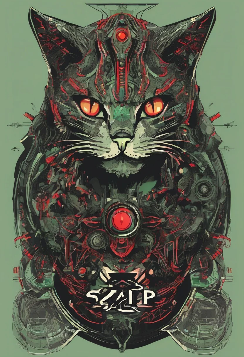 logo, vector, Black, Green, Red, TEXT: "Shadow", mystic, fantasy, cyberpunk, steampunk, Cat, 8k, intricate details, octane render, masterpiece.