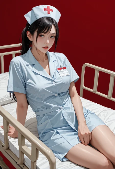,ruanyi1124,hospital bed,red background,no humans,<lora:1124 hospital bed_v1_pony:1>, score_9,score_8_up,score_7_up,,8k,1girl,solo,,