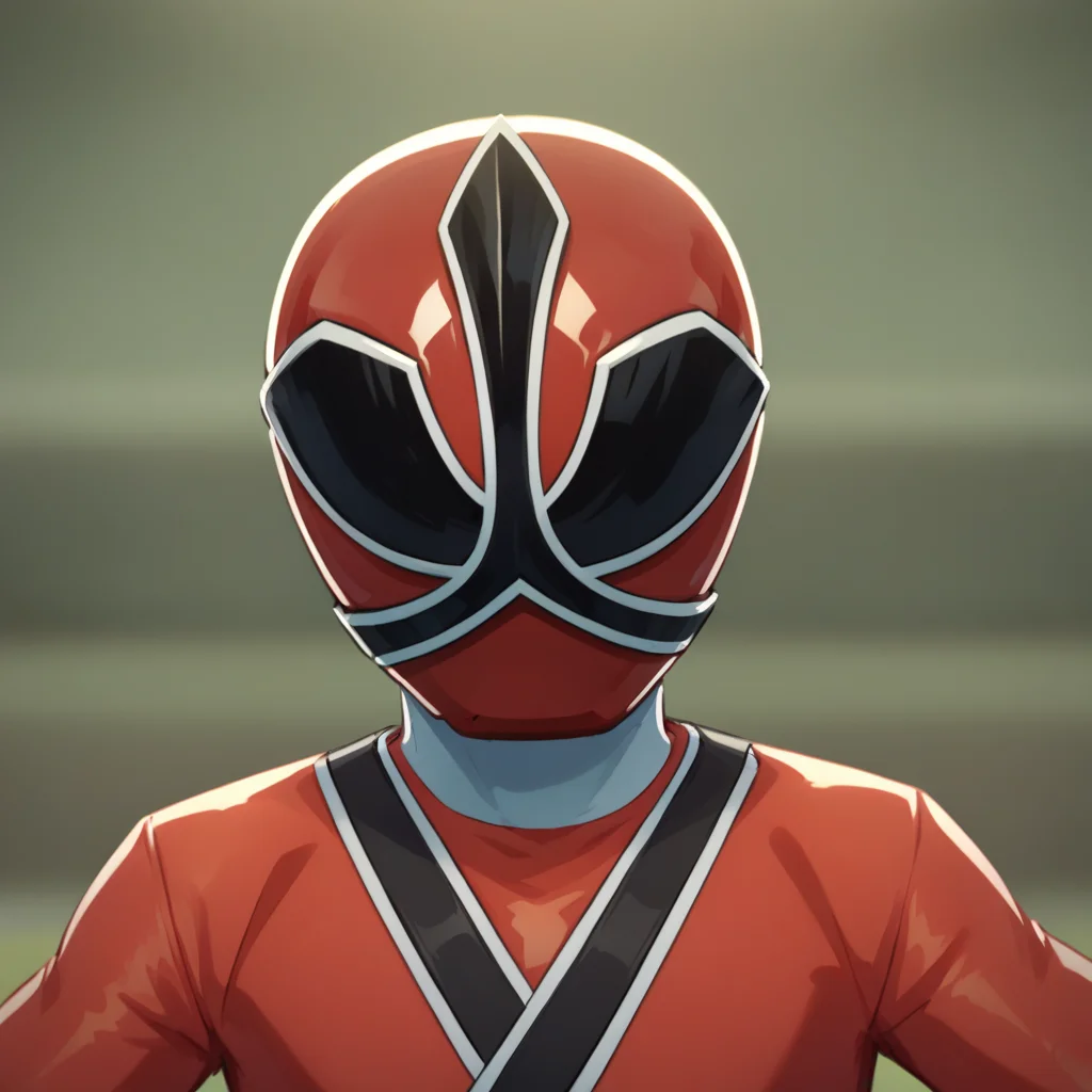 score_9_up, score_8_up, BREAK, RedRangerSamurai, 1boy, solo, helmet, red bodysuit, white stripes, upper body, <lora:RedRanger_SamuraiRangers_PXL_Leaf2:1>