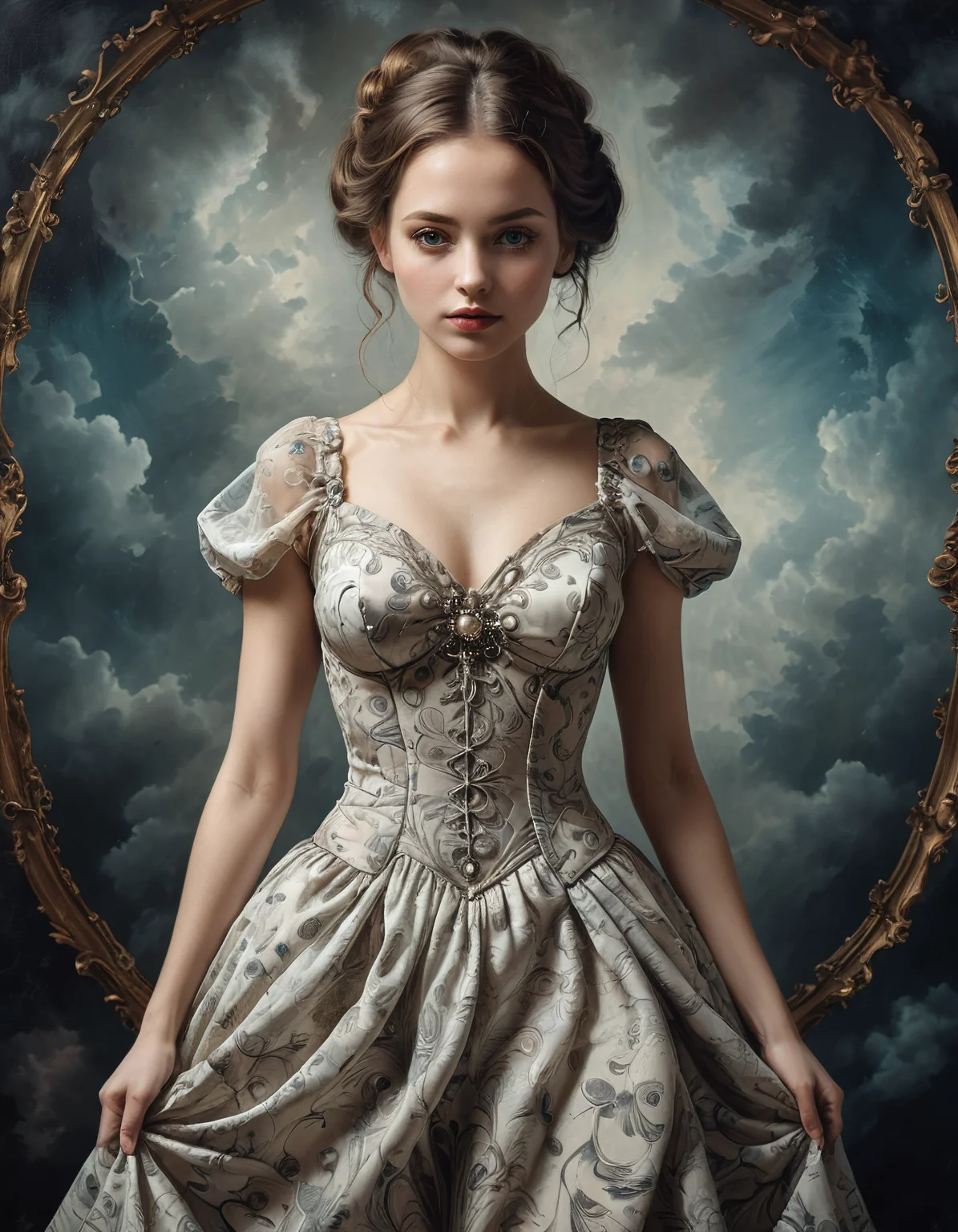 woman in an elegant dress, surreal