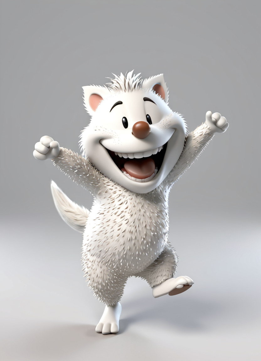 hedgehog dancing, 3d, render,white, plain background, victory pose, big smile,
 <lora:3DPrintingXL:0.8> WhiteMold