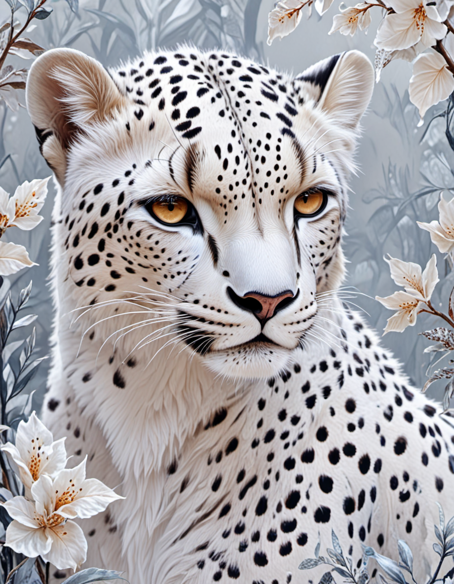 novuschroma68 style white cheetah nature art  <lora:sdxl_lightning_8step_lora:1> <lora:novuschroma68 style:1>
