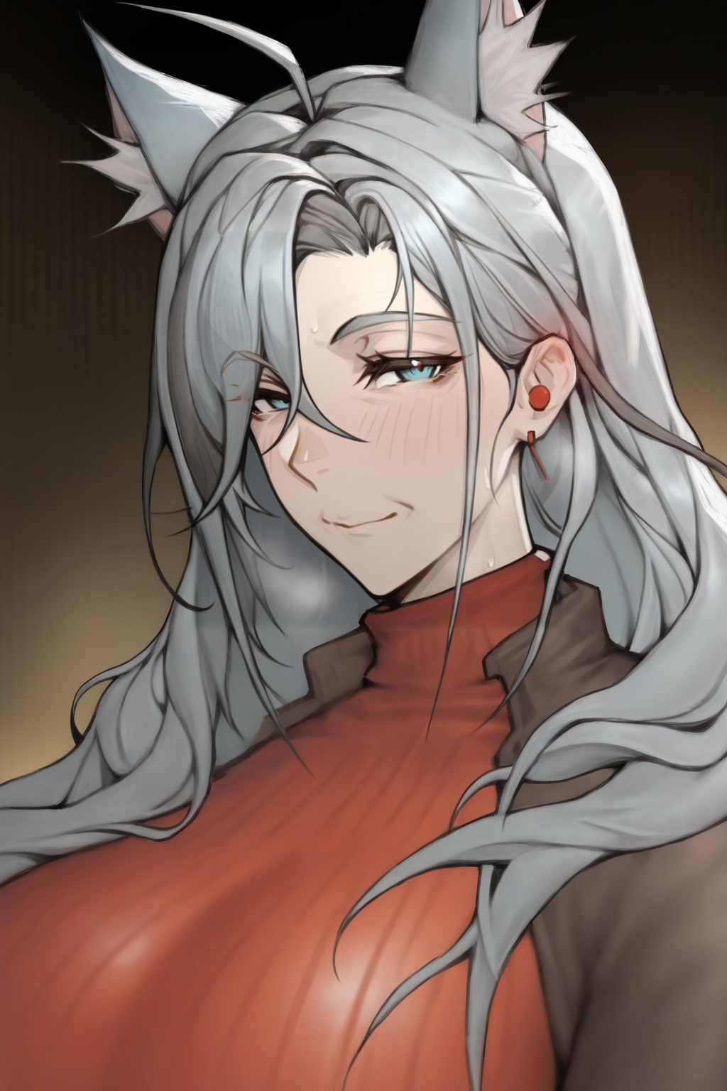 masterpiece,best quality,mature female,<lora:Catherine_arknights:1>,rating:nsfw,catherine (arknights),1girl,grey eyes,looking at viewer,upper body,portrait,artist:boingoo,