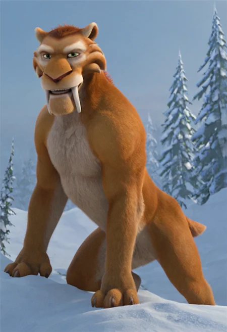 score_9, score_8_up, score_7, score_6_up, score_5,
snow and ice and forest walls in background, solo,
<lora:J_cartoon:0.6>
<lora:Furry_Lora_Diego_Ice_Age:0.6>
BREAK
(diego:1.2, saber-tooth tiger), male, hazel green eyes, furry body, orange fur, stub tail,
miling at viewer